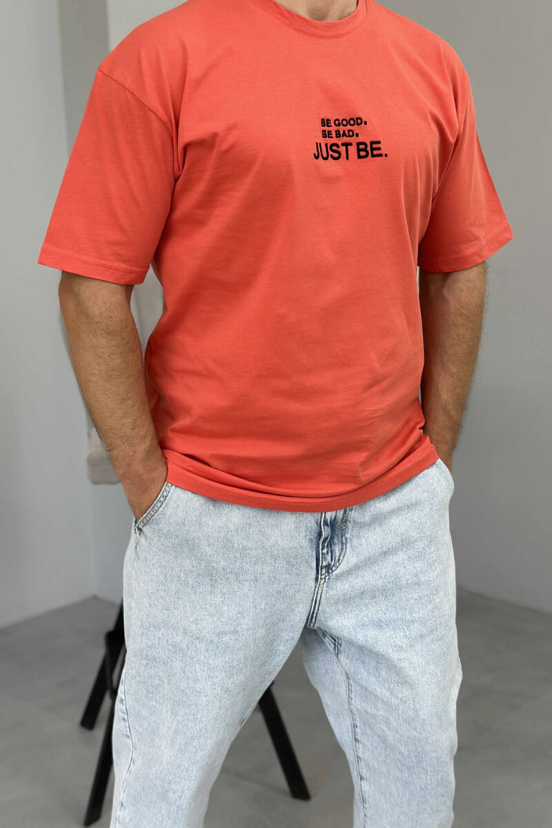 LITTLE WRITTING MEN T-SHIRT ORANGE/PORTOKALLI - 1