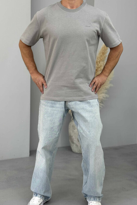 LITTLE WRITTING ROUND NECK MEN T-SHIRT GREY/GRI - 1