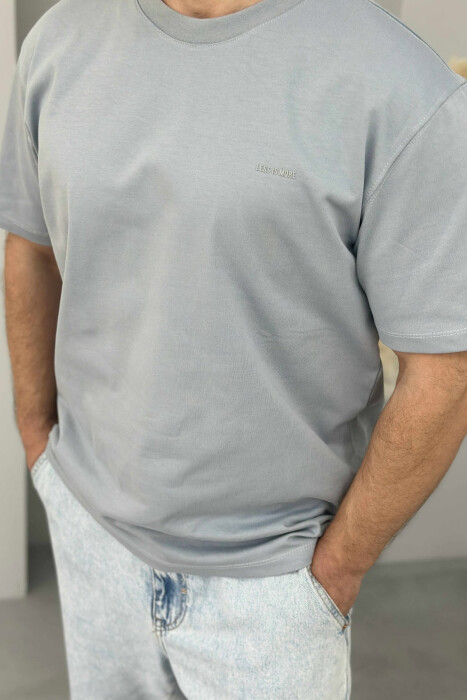 LITTLE WRITTING ROUND NECK MEN T-SHIRT LIGHT GREY/GZ - 3