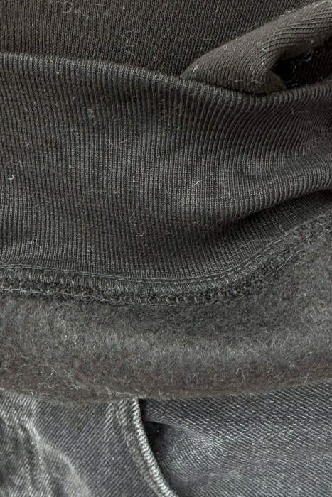 LITTLE WRITTINGS & BACK DESIGN FLUFFY MEN HOODIE BLACK/ E ZEZE - 4