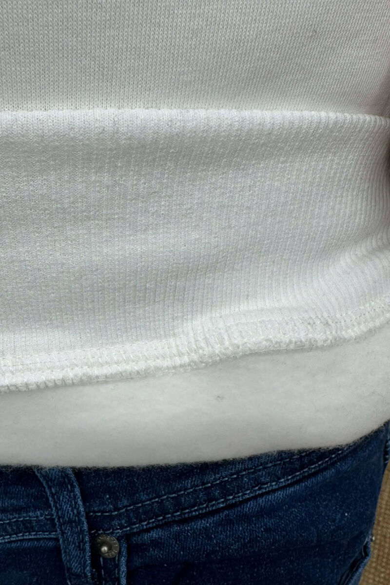 LITTLE WRITTINGS & BACK DESIGN FLUFFY MEN HOODIE WHITE-E BARDHE - 4