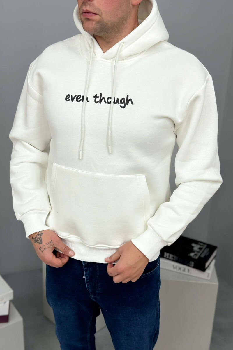 LITTLE WRITTINGS & BACK DESIGN FLUFFY MEN HOODIE WHITE-E BARDHE - 2