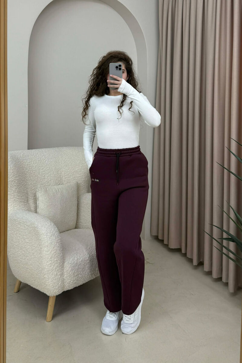 LITTLE WRITTINGS FLUFFY WOMEN SWEATPANTS BURGUNDY/VISHNJE - 1