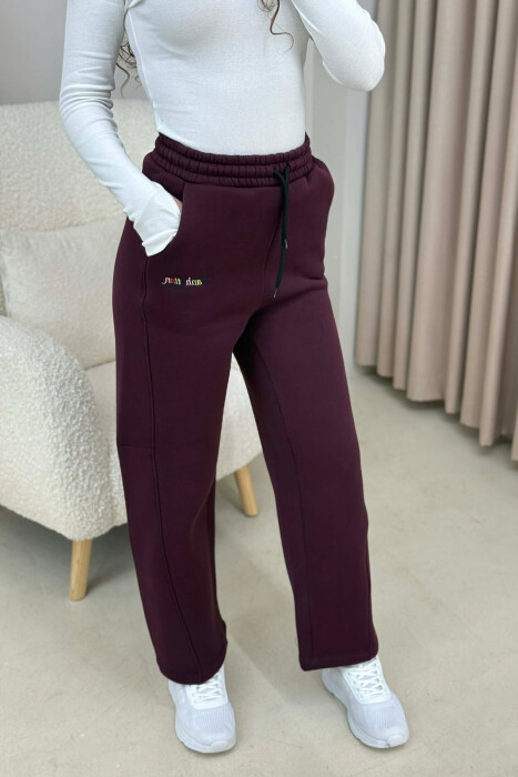 LITTLE WRITTINGS FLUFFY WOMEN SWEATPANTS BURGUNDY/VISHNJE - 3