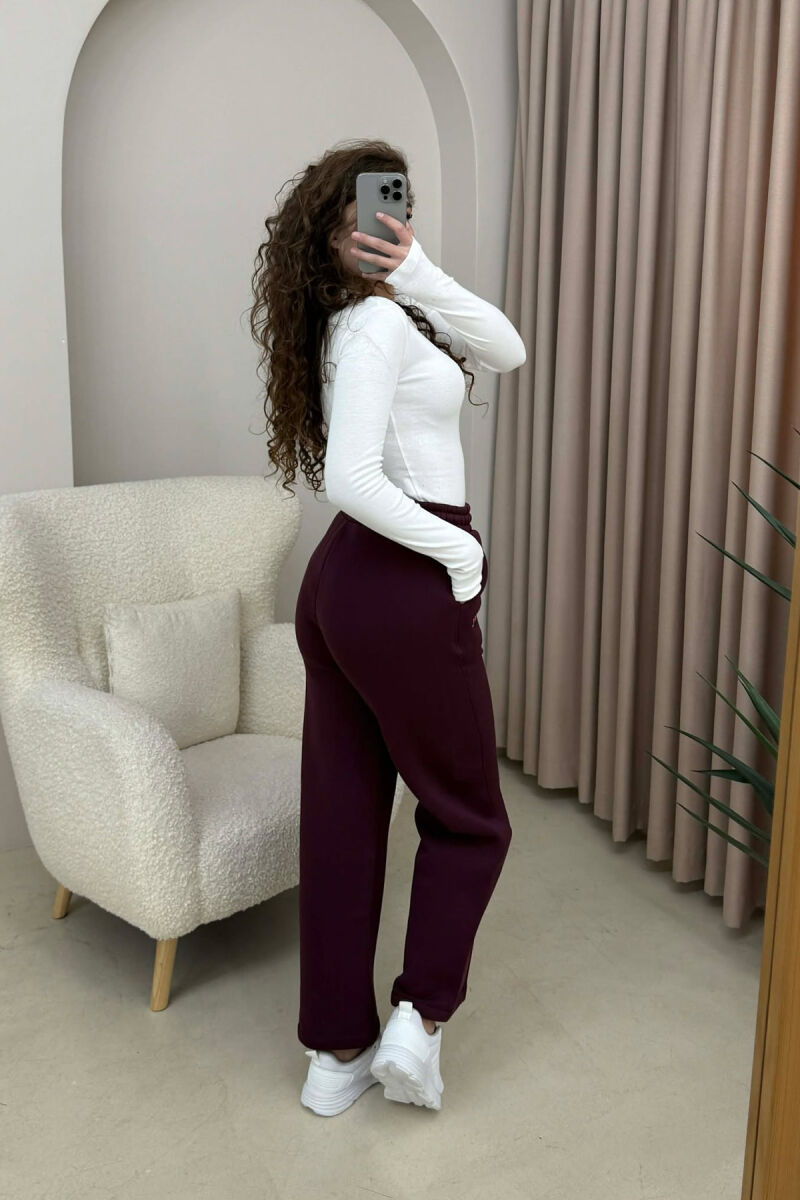 LITTLE WRITTINGS FLUFFY WOMEN SWEATPANTS BURGUNDY/VISHNJE - 4