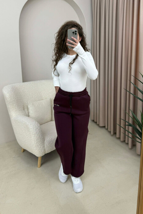LITTLE WRITTINGS FLUFFY WOMEN SWEATPANTS BURGUNDY/VISHNJE - 5