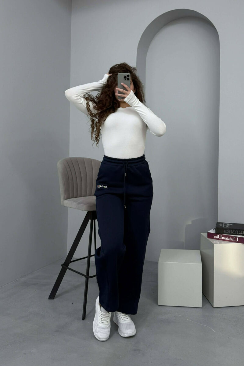 LITTLE WRITTINGS FLUFFY WOMEN SWEATPANTS DARK BLUE/BEE - 1