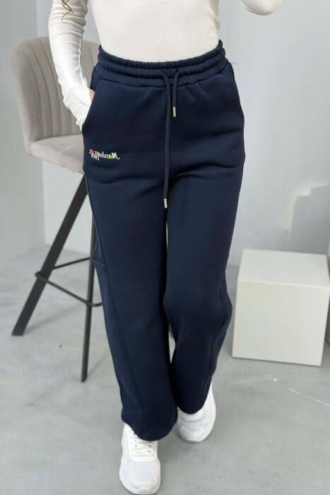 LITTLE WRITTINGS FLUFFY WOMEN SWEATPANTS DARK BLUE/BEE - 4