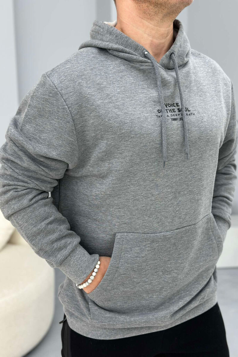 LITTLE WRITTINGS HOOD COTTON MEN HOODIE GREY/GRI - 1