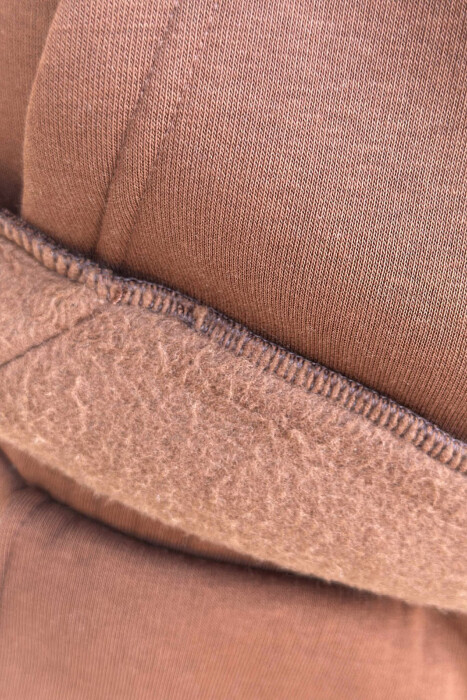 LITTLE WRITTINGS HOODIE+JOGGERS FLUFFY MEN SET BROWN/KAFE - 3