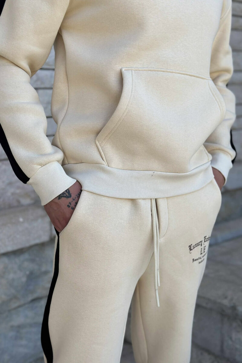 LITTLE WRITTINGS HOODIE+JOGGERS FLUFFY MEN SET CREAM/KREM - 2