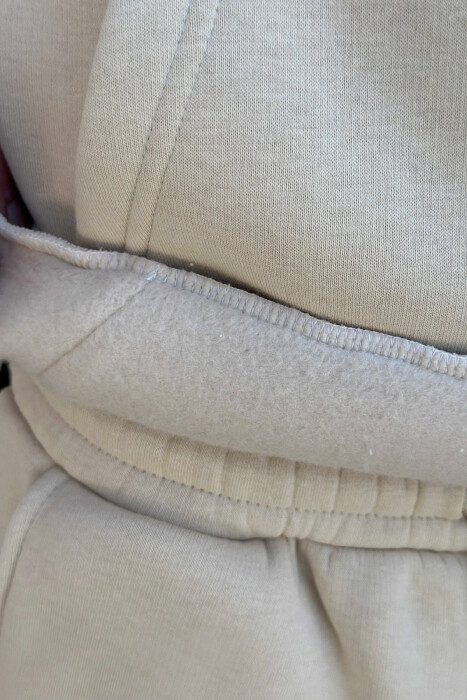 LITTLE WRITTINGS HOODIE+JOGGERS FLUFFY MEN SET CREAM/KREM - 3