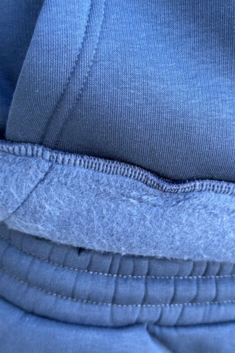 LITTLE WRITTINGS HOODIE+JOGGERS FLUFFY MEN SET DARK BLUE/BEE - 3