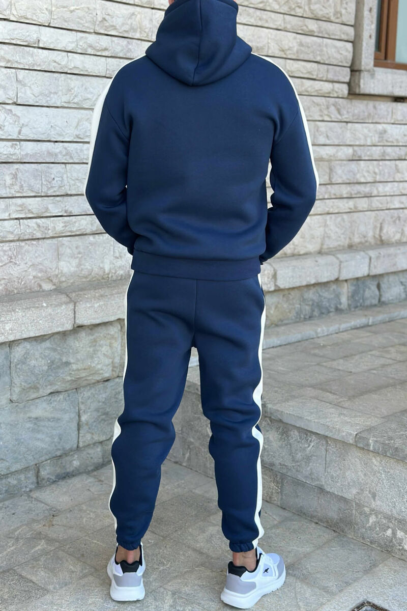 LITTLE WRITTINGS HOODIE+JOGGERS FLUFFY MEN SET DARK BLUE/BEE - 4