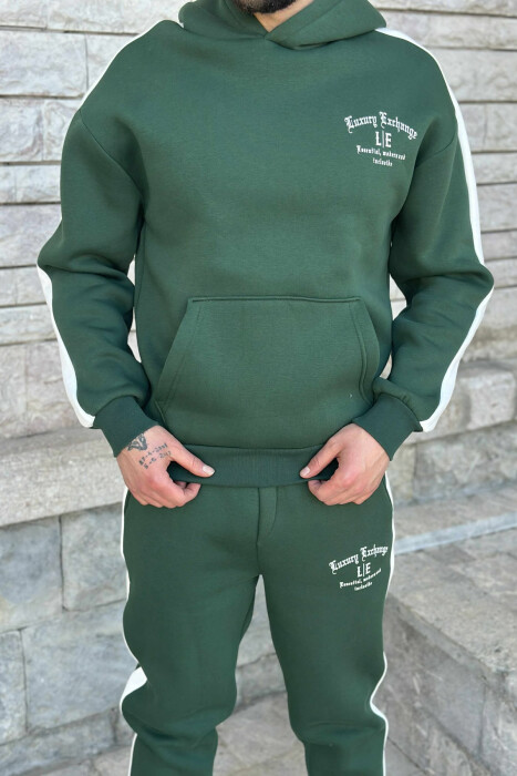 LITTLE WRITTINGS HOODIE+JOGGERS FLUFFY MEN SET GREEN/JESHILE - 2
