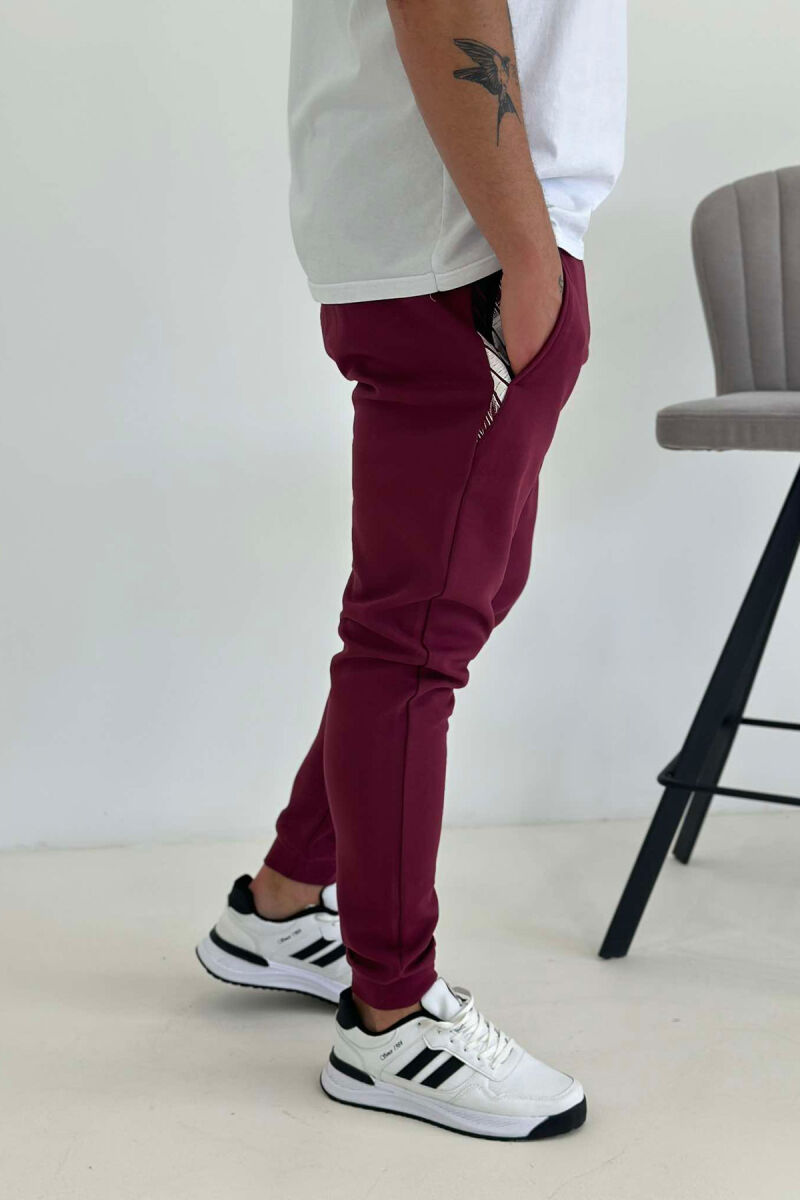 LITTLE WRITTINGS MEN SWEATPANTS BURGUNDY/VISHNJE - 3