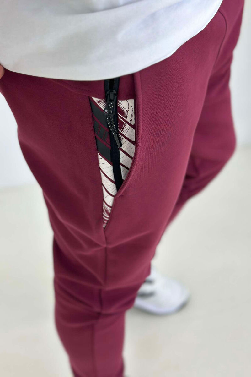 LITTLE WRITTINGS MEN SWEATPANTS BURGUNDY/VISHNJE - 4