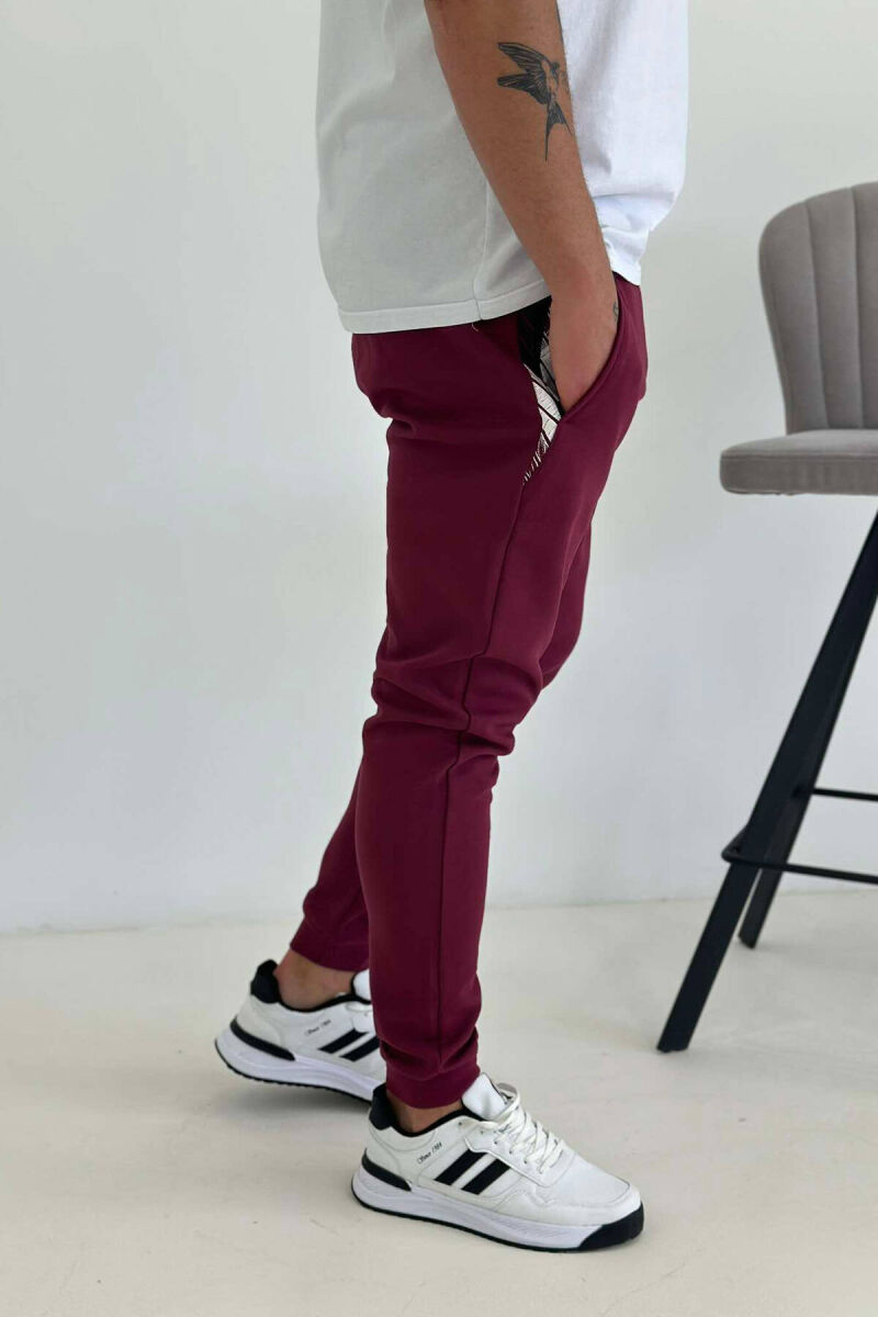 LITTLE WRITTINGS MEN SWEATPANTS IN BURGUNDY COLOR - 3