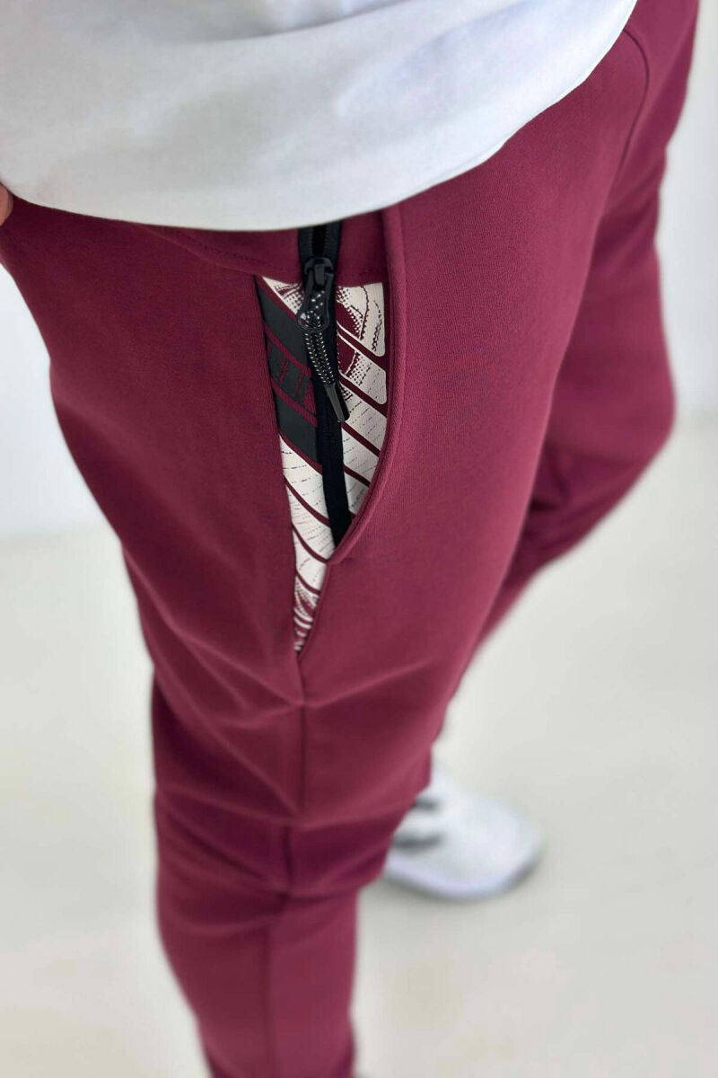 LITTLE WRITTINGS MEN SWEATPANTS IN BURGUNDY COLOR - 4