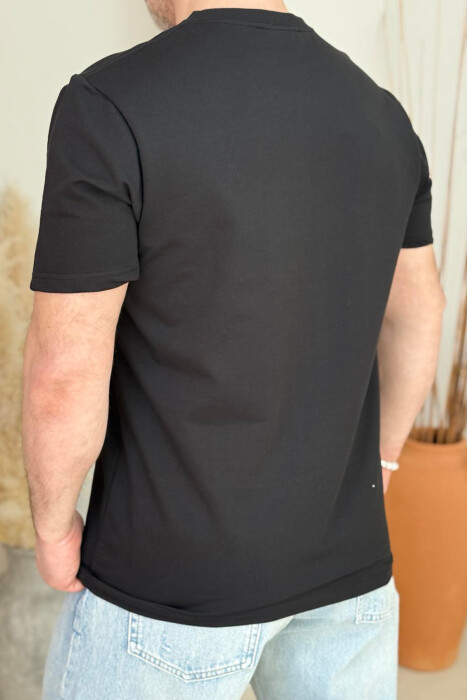 LITTLE WRITTINGS ONE COLOR MEN T-SHIRT BLACK/ E ZEZE - 2