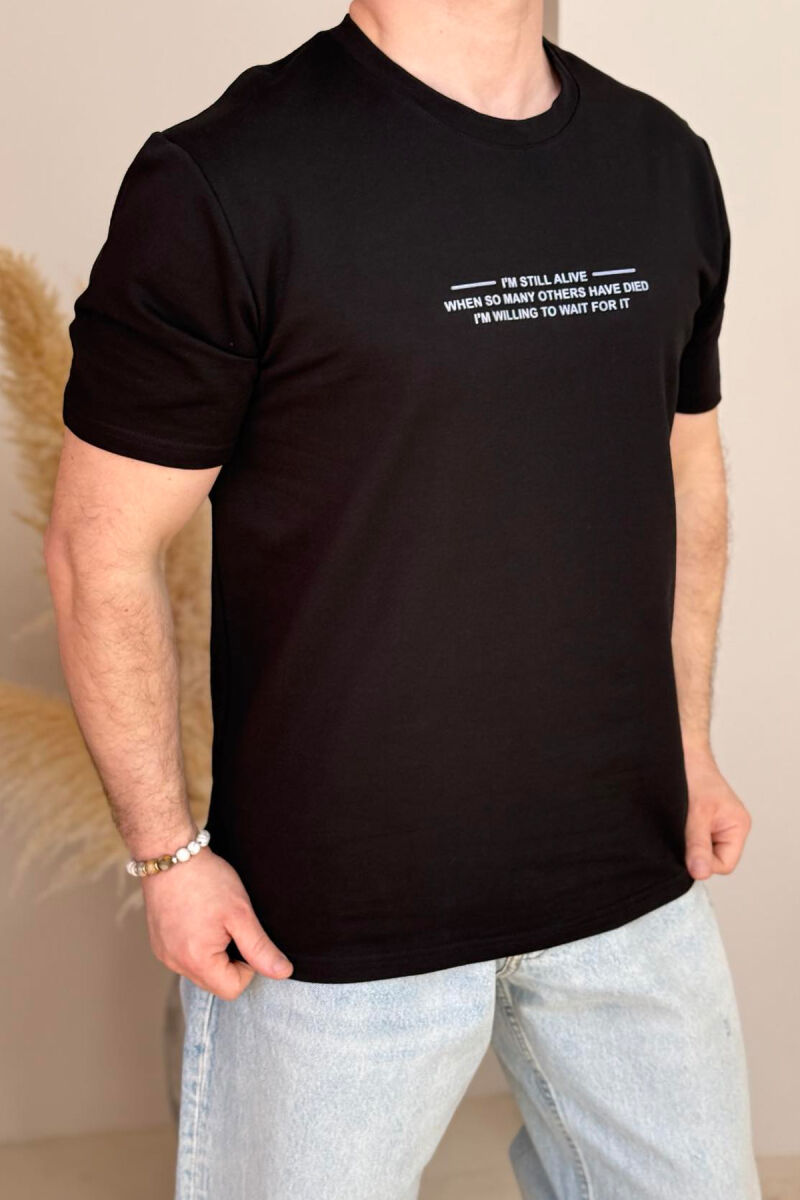 LITTLE WRITTINGS ONE COLOR MEN T-SHIRT BLACK/ E ZEZE - 3