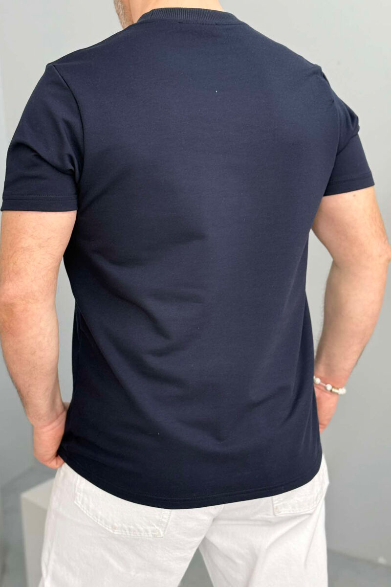 LITTLE WRITTINGS ONE COLOR MEN T-SHIRT DARK BLUE/BEE - 2