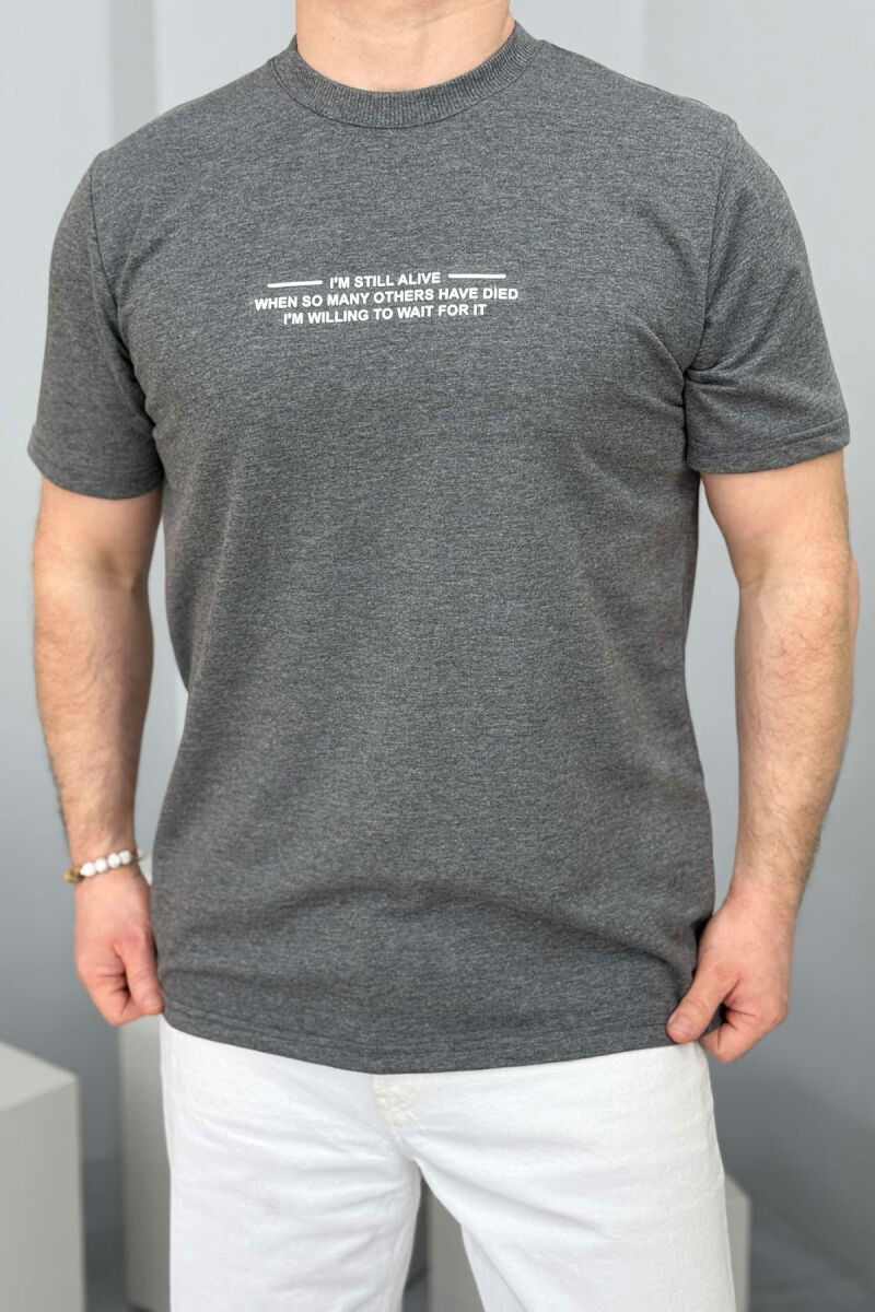 LITTLE WRITTINGS ONE COLOR MEN T-SHIRT GREY/GRI - 2