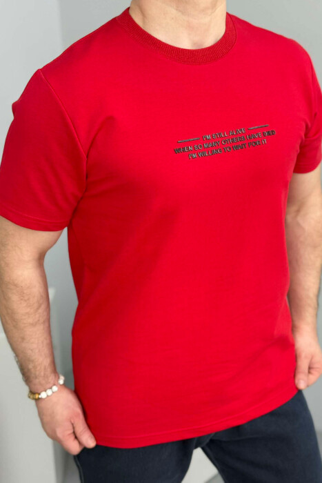 T-SHIRT ME SHKRIME PËR MESHKUJ NË NGJYRËN E KUQE 