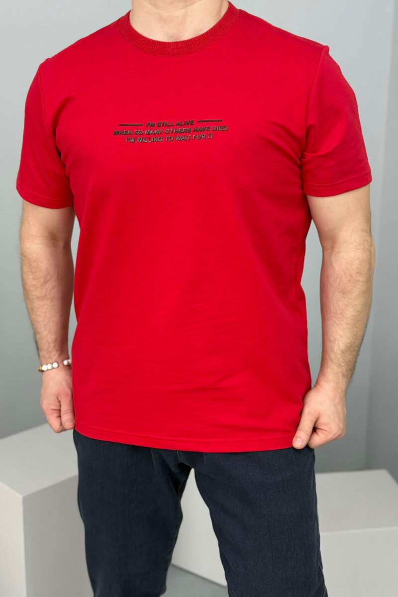LITTLE WRITTINGS ONE COLOR MEN T-SHIRT RED/E KUQE - 2