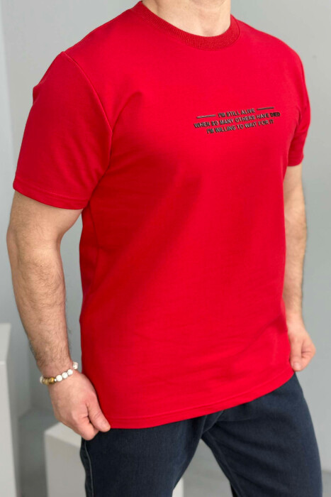 LITTLE WRITTINGS ONE COLOR MEN T-SHIRT RED/E KUQE - 4