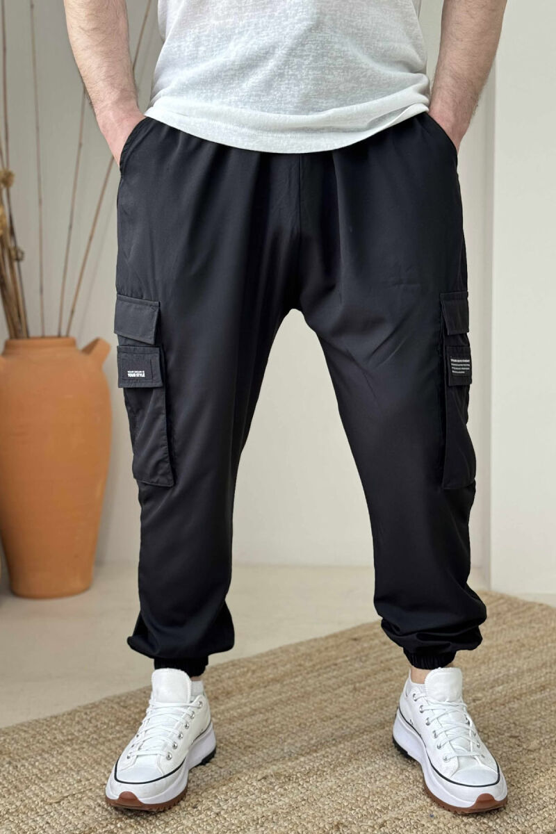 LITTLE WRITTINGS PARACHUTE MEN PANTS BLACK/ E ZEZE - 3