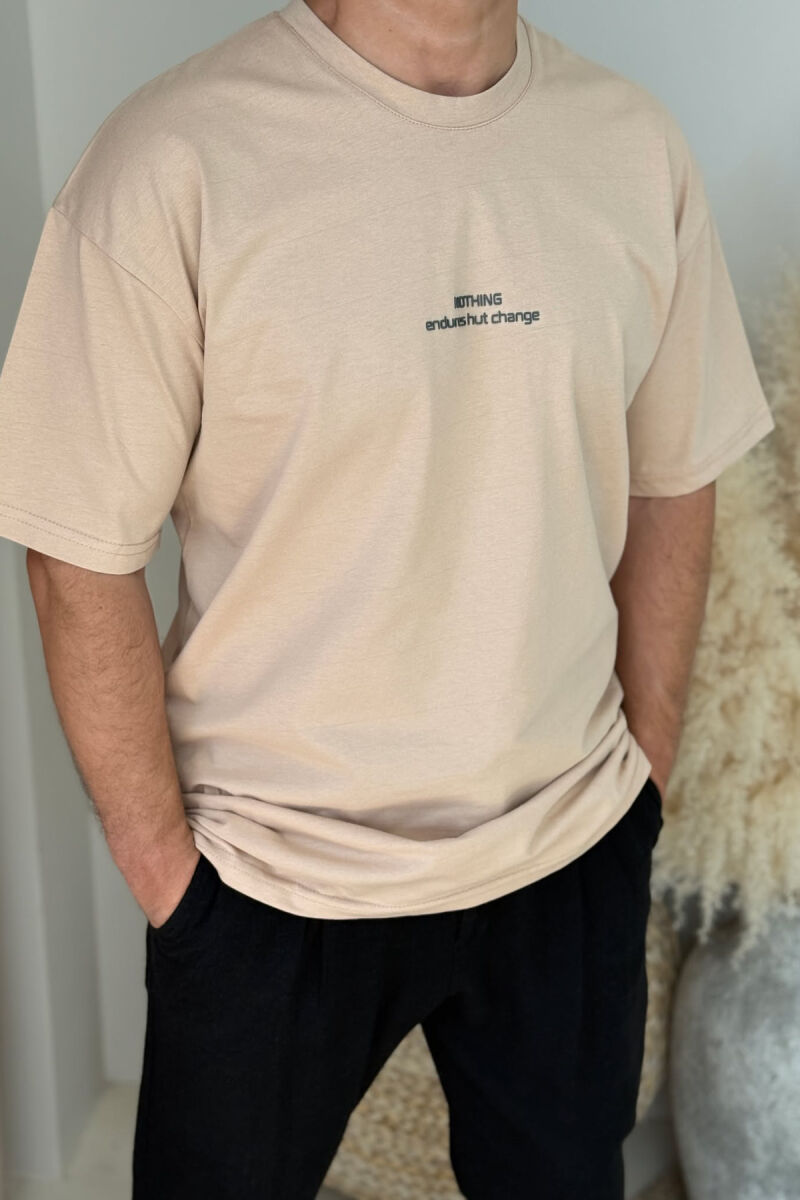 LITTLE WRITTINGS ROUND NECK MEN T-SHIRT BEIGE/BEZHE - 2