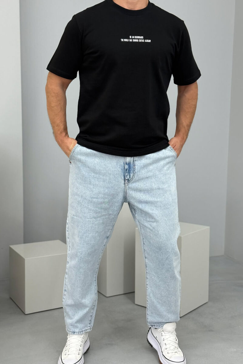 LITTLE WRITTINGS ROUND NECK MEN T-SHIRT BLACK/ E ZEZE - 1