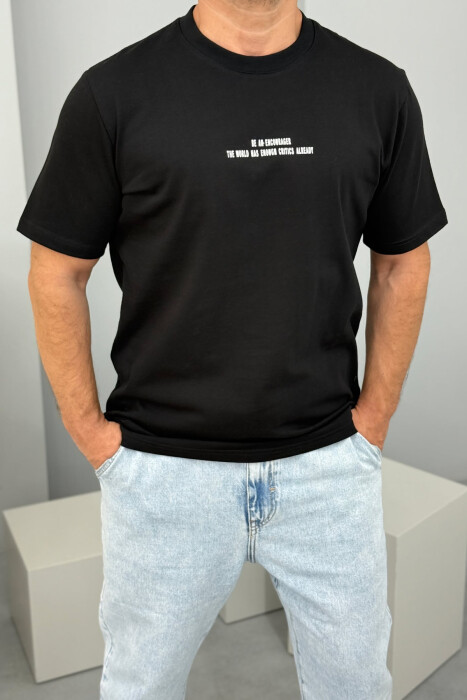 LITTLE WRITTINGS ROUND NECK MEN T-SHIRT BLACK/ E ZEZE - 2