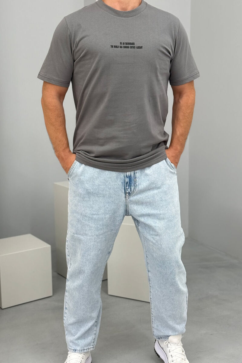 LITTLE WRITTINGS ROUND NECK MEN T-SHIRT GREY/GRI - 1