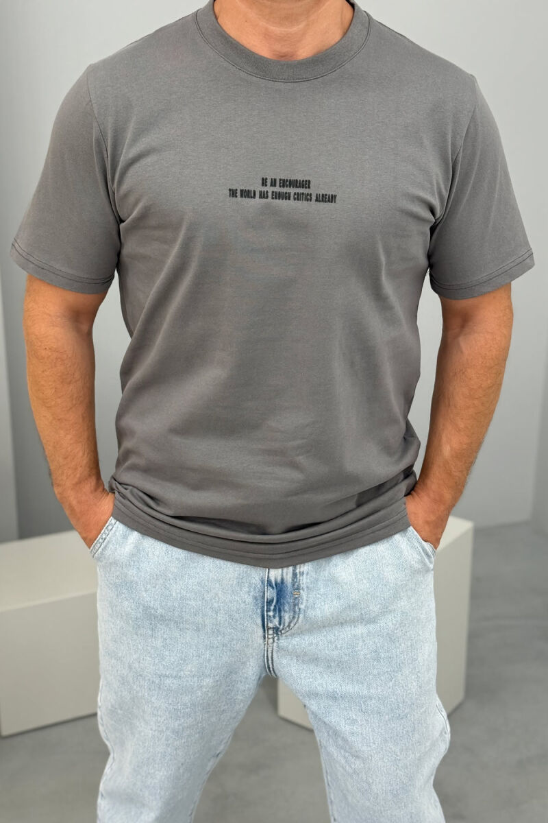 LITTLE WRITTINGS ROUND NECK MEN T-SHIRT GREY/GRI - 2