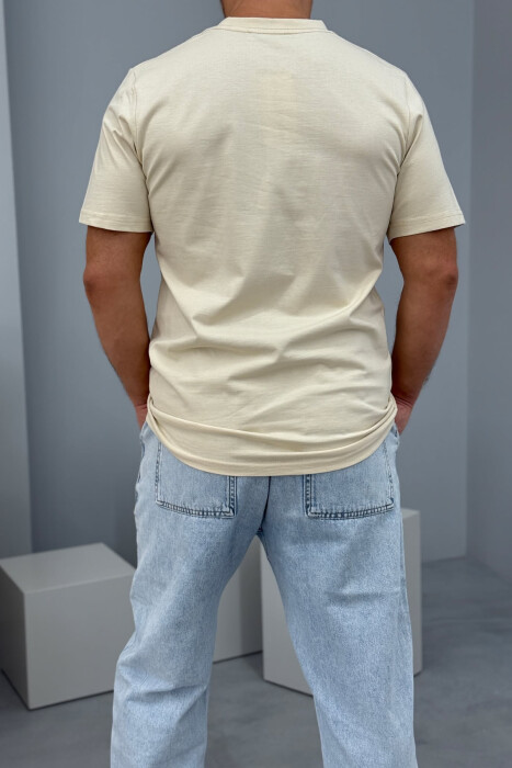 LITTLE WRITTINGS ROUND NECK MEN T-SHIRT LIGHT BEIGE/BZHZB - 3