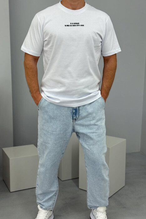 LITTLE WRITTINGS ROUND NECK MEN T-SHIRT WHITE-E BARDHE 