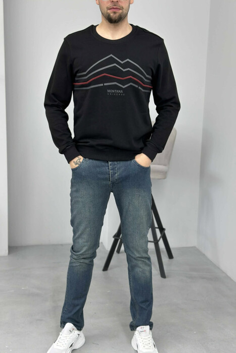 LITTLE WRITTINGS SIMPLE DESIGN MEN SWEATSHIRT BLACK/ E ZEZE - 1