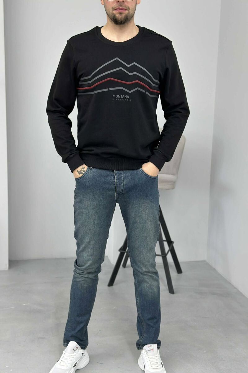 LITTLE WRITTINGS SIMPLE DESIGN MEN SWEATSHIRT BLACK/ E ZEZE - 1
