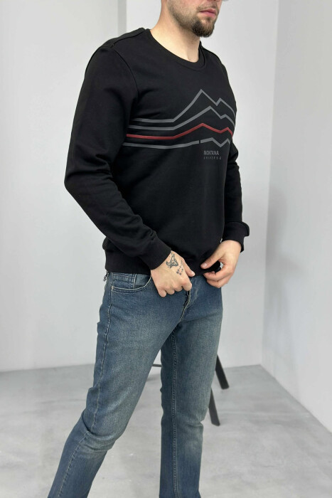 LITTLE WRITTINGS SIMPLE DESIGN MEN SWEATSHIRT BLACK/ E ZEZE - 2