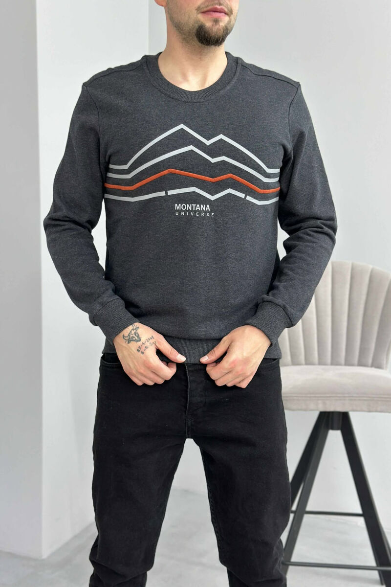 LITTLE WRITTINGS SIMPLE DESIGN MEN SWEATSHIRT DARK GREY/GEE - 1