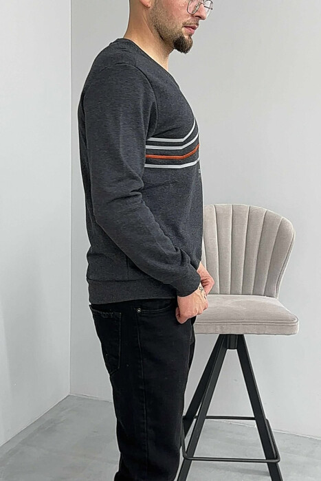 LITTLE WRITTINGS SIMPLE DESIGN MEN SWEATSHIRT DARK GREY/GEE - 2