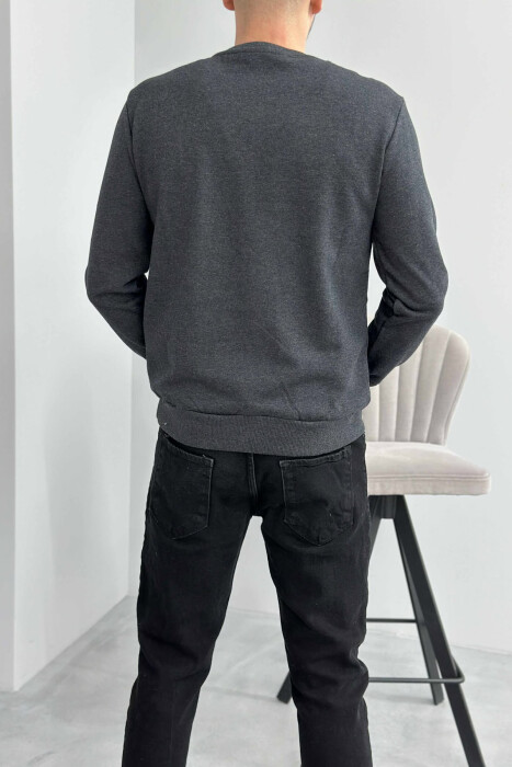 LITTLE WRITTINGS SIMPLE DESIGN MEN SWEATSHIRT DARK GREY/GEE - 3