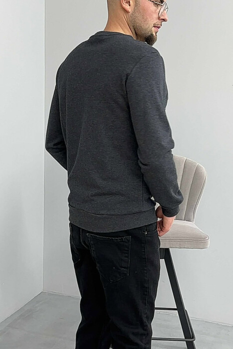 LITTLE WRITTINGS SIMPLE DESIGN MEN SWEATSHIRT DARK GREY/GEE - 5