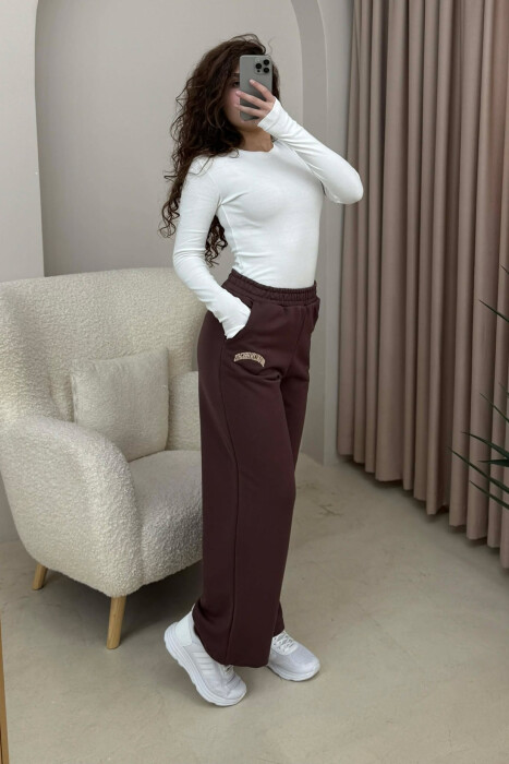 LITTLE WRITTINGS SIMPLE WOMEN SWEATPANTS DARK BROWN/KAE - 2