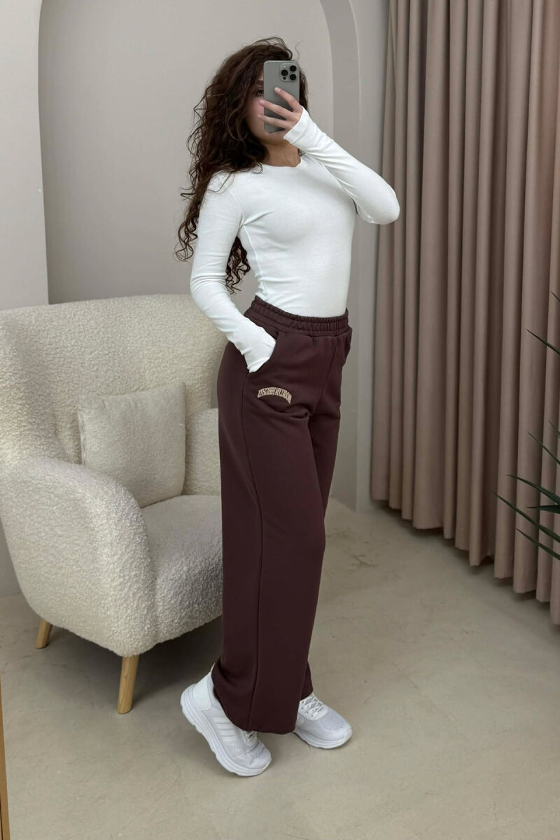 LITTLE WRITTINGS SIMPLE WOMEN SWEATPANTS DARK BROWN/KAE - 2