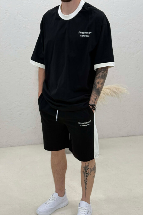 LITTLE WRITTINGS T-SHIRT + SHORTS MEN SET BLACK/ E ZEZE - 2