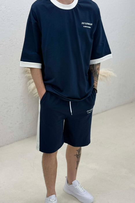 LITTLE WRITTINGS T-SHIRT + SHORTS MEN SET BLUE/BLU - 2