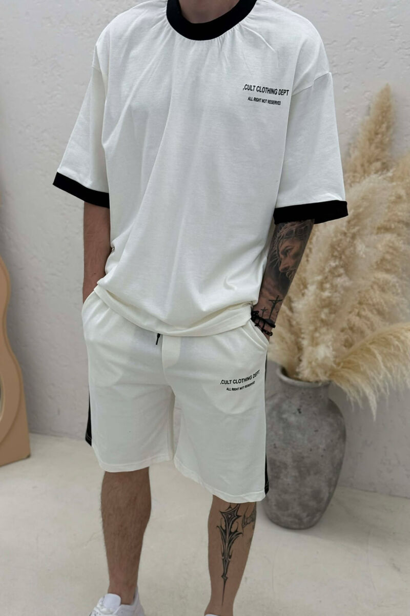 LITTLE WRITTINGS T-SHIRT + SHORTS MEN SET CREAM/KREM - 2